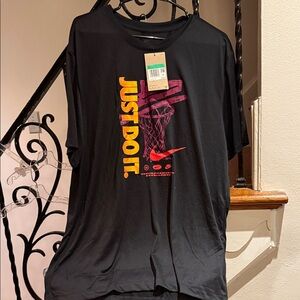 Nike Black Tee with Pink and Yellow Graphic